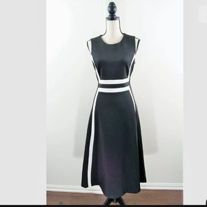 Calvin Klein Colorblock Scuba Fit Flare Midi Dress